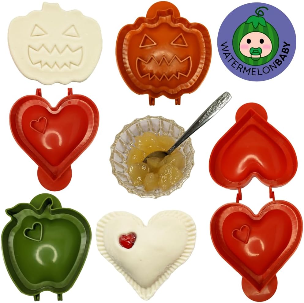 WATERMELONBABY Paquete de 3 moldes para pasteles de mano de Halloween, mini moldes para tartas, mini máquina para hacer tartas de mano, juego de