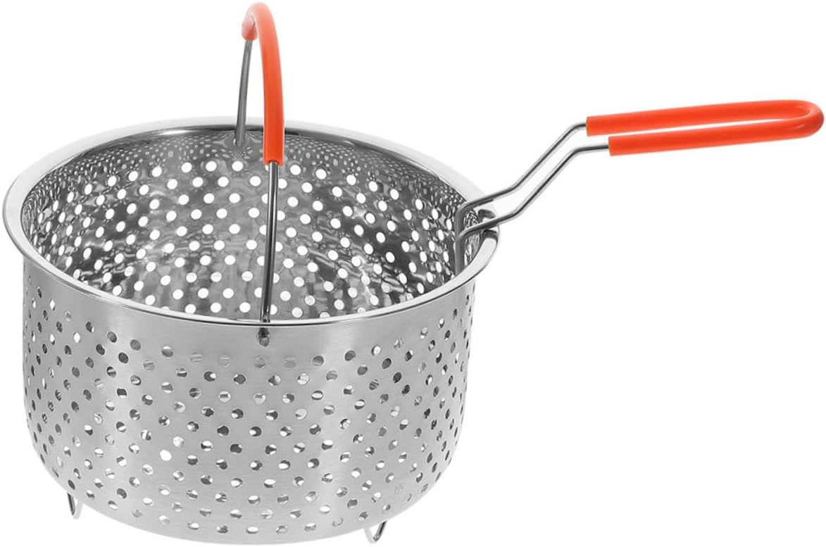 Cesta de fritura de acero inoxidable colador de alimentos fritos colador de fideos con asa cesta de espagueti cesta de metal freír contenedores de