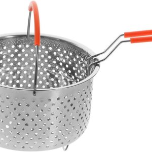 Cesta de fritura de acero inoxidable colador de alimentos fritos colador de fideos con asa cesta de espagueti cesta de metal freír contenedores de Cesta de fritura de acero inoxidable colador de alimentos fritos colador de fideos con asa cesta de espagueti cesta de metal freír contenedores de