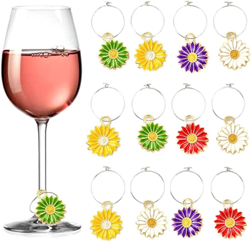 Paquete de 50 dijes esmaltados de girasol en tono dorado, cuentas para hacer joyas, aretes, collares, pulseras, accesorios, dijes de vino