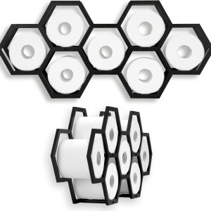 Soporte de papel higiénico de panal de abeja, soporte para 7 rollos, moderno soporte flotante de papel higiénico de panal de abeja, estantes Soporte de papel higiénico de panal de abeja, soporte para 7 rollos, moderno soporte flotante de papel higiénico de panal de abeja, estantes