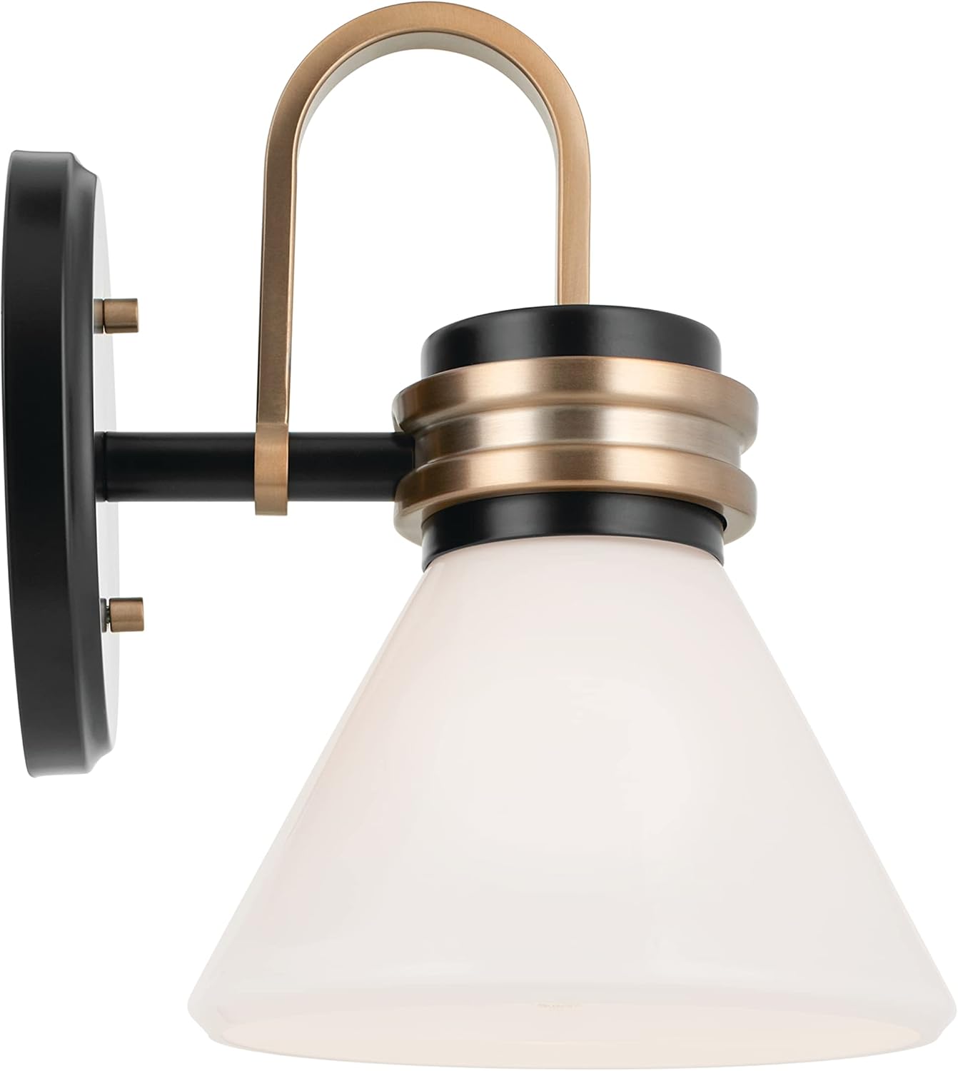 Kichler Farum – Aplique de pared con 1 luz de 9.5 pulgadas con cristal de ópalo en negro con bronce champán