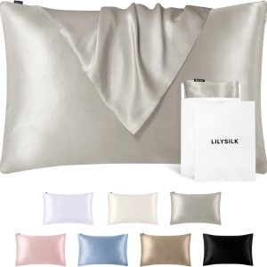 LilySilk – Funda de almohada de seda para cabello y piel, 100% seda morera de 19 momme a ambos lados con cremallera oculta LilySilk – Funda de almohada de seda para cabello y piel, 100% seda morera de 19 momme a ambos lados con cremallera oculta