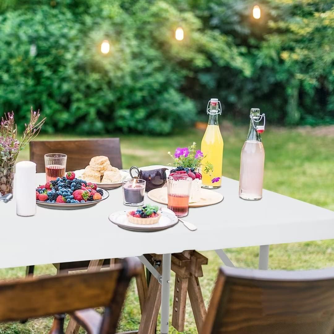 Mesa de campamento de 4 pies, mesa plegable de altura portátil, mesa plegable ajustable con asa, mesa portátil de picnic adecuada para fiestas en