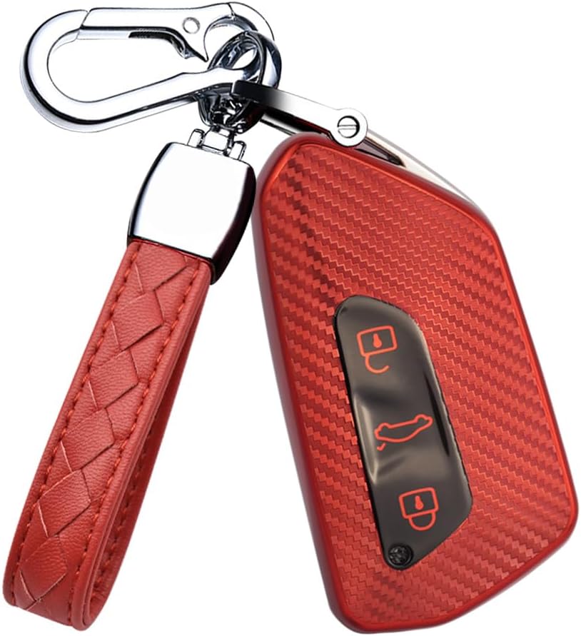 HIBEYO Funda de llavero de TPU suave para VW Volkswagen ID3 ID4 MK8 Golf 8 GTI Skoda Octavia Accessoreis Smart Car Remote Key Fob con llaveros para