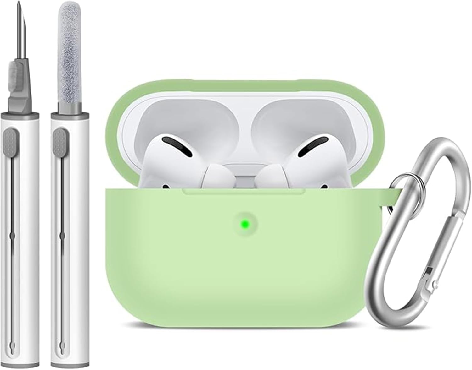 Funda compatible con Airpods Pro, funda de silicona suave con kit de limpieza y puntas de repuesto para las orejas, funda protectora que absorbe los