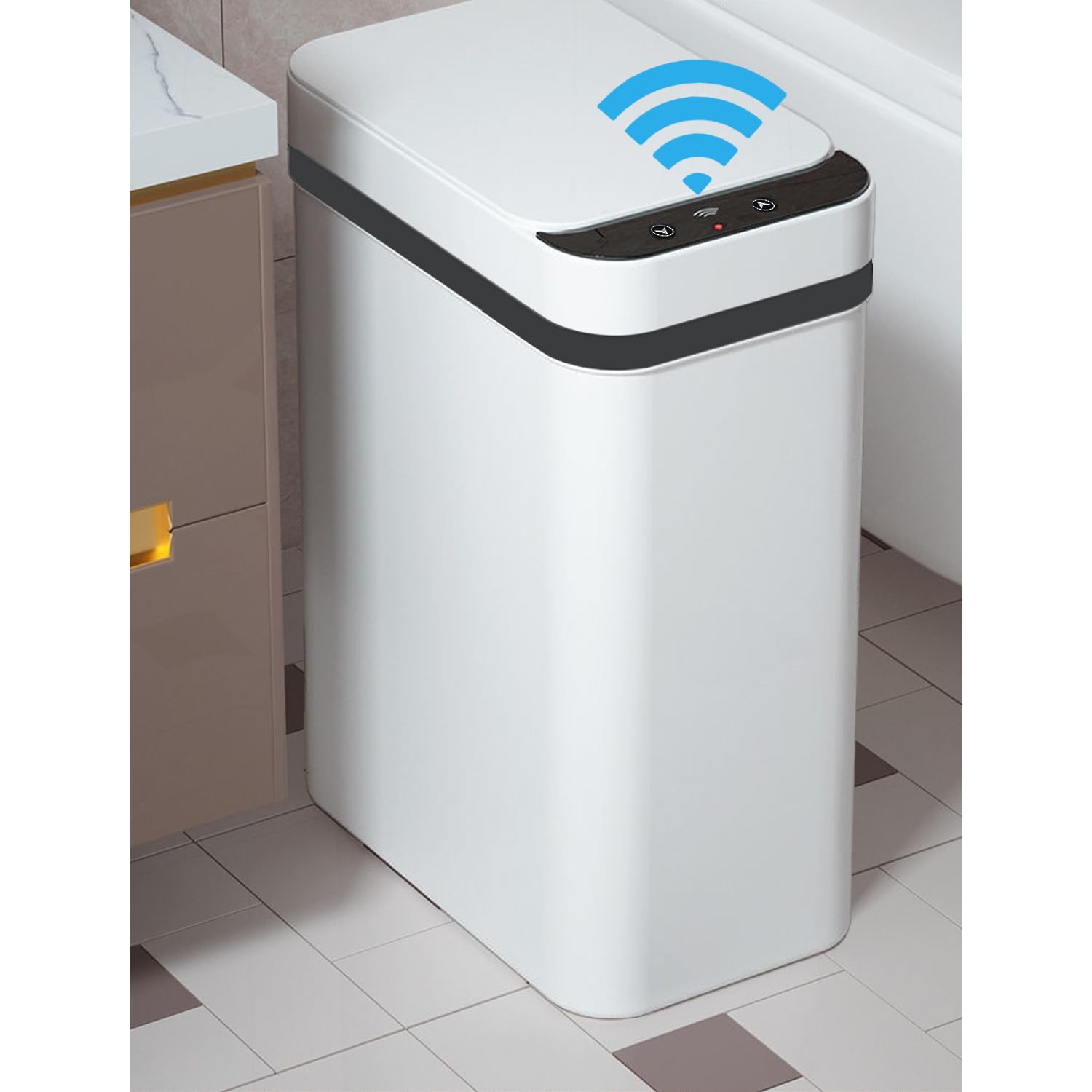 Yatmung Bote de basura delgado automático sin contacto  Cubo de basura de 4 galones con sensor de movimiento  Eléctrico, delgado, plástico  Cubo de