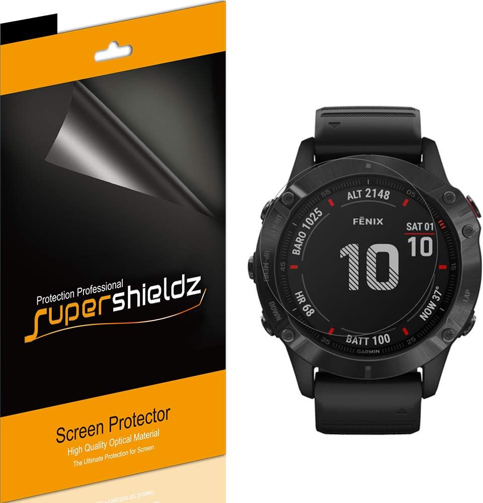 Supershieldz Paquete de 6 protectores de pantalla solar diseñados para Garmin Fenix 6Fenix 6 ProFenix 6 ZafiroFenix 6 Pro, protector de pantalla