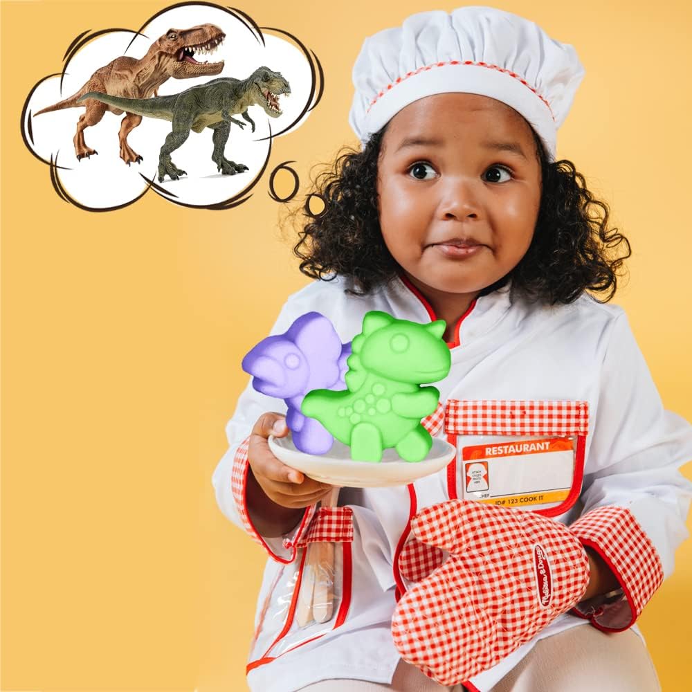 Paquete de 2 moldes de silicona de dinosaurio con 12 cavidades 3D con temática de dinosaurios para hornear, herramienta de horneado para pastel de