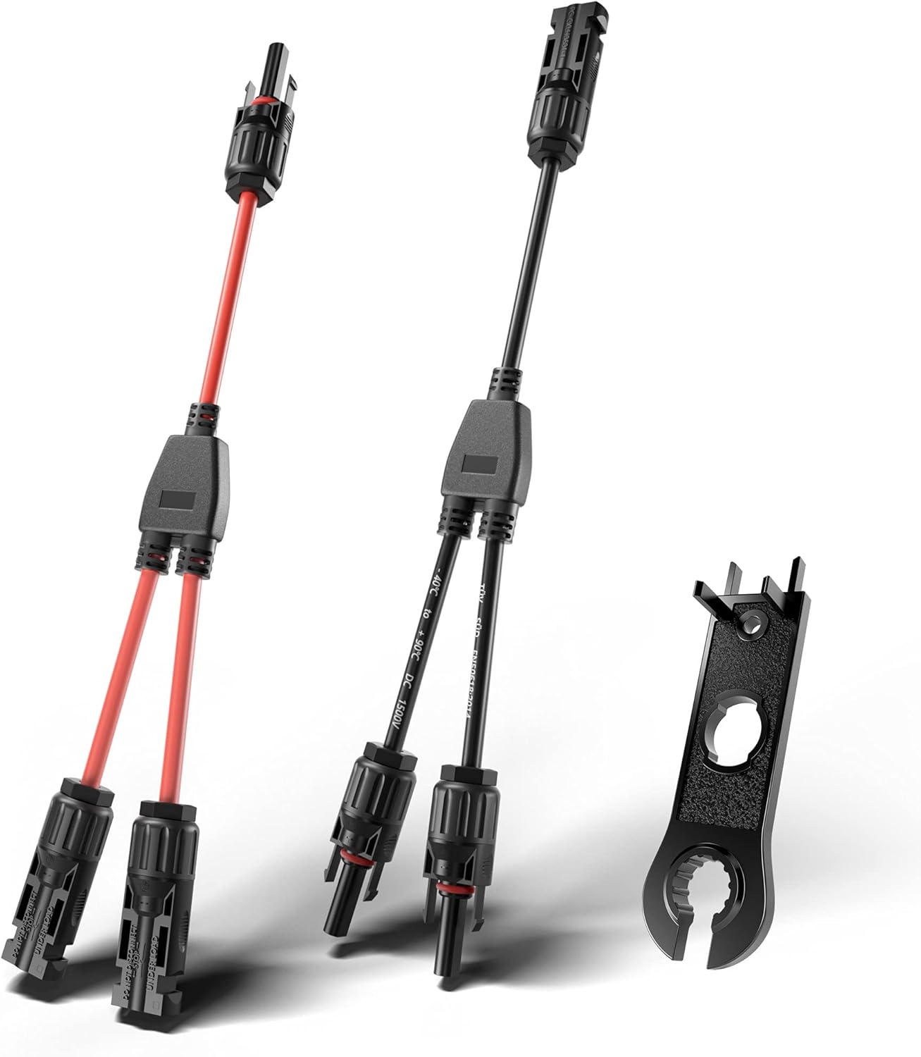 OYMSAE Conectores solares en Y Cable adaptador paralelo de rama en Y, conectores de cable solar, conectores de panel solar, kit de herramientas de
