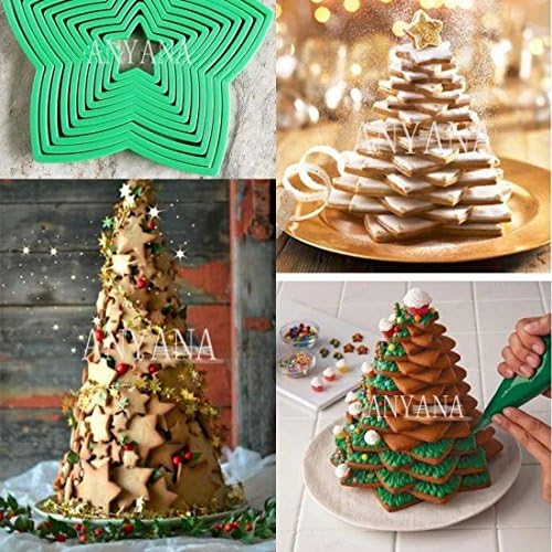 Anyana plástico 10 unids set 3D Gingerbread Star Navidad decoración fondant donut Cookie nesting cutters kit galleta pastelería molde para árbol de
