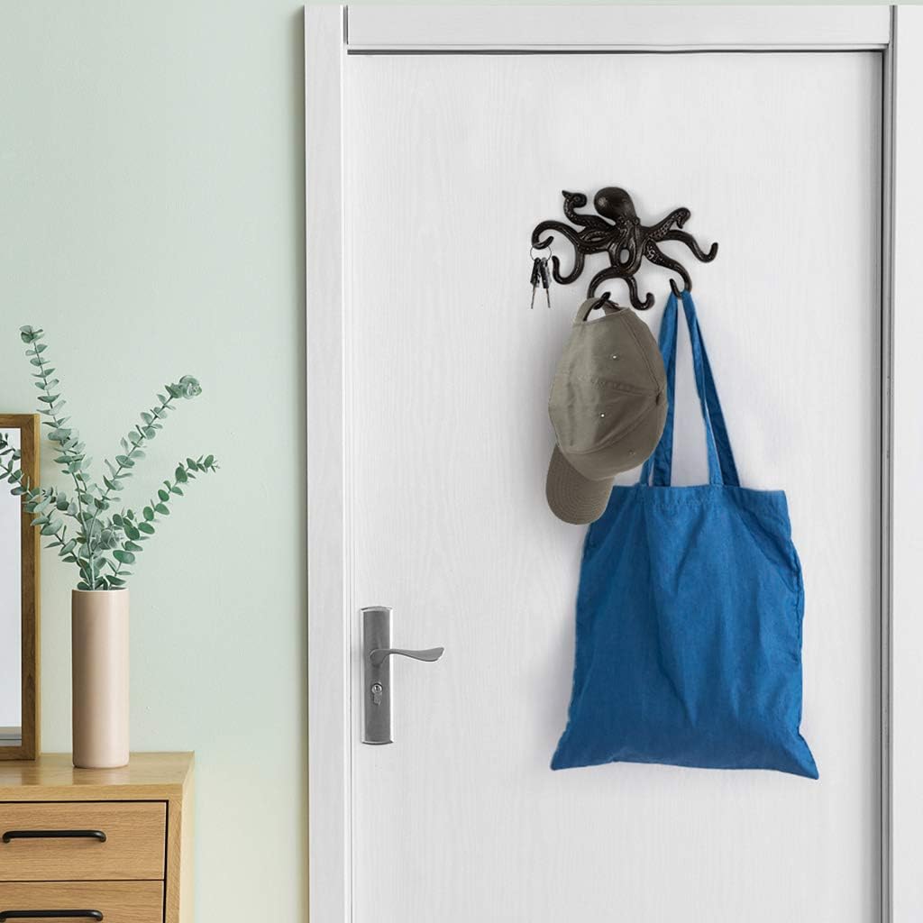 MDLUU Gancho de pulpo – Soporte náutico para llaves de pared, gancho de hierro fundido antiguo para abrigo, toalla de mano, bata de baño, chaqueta