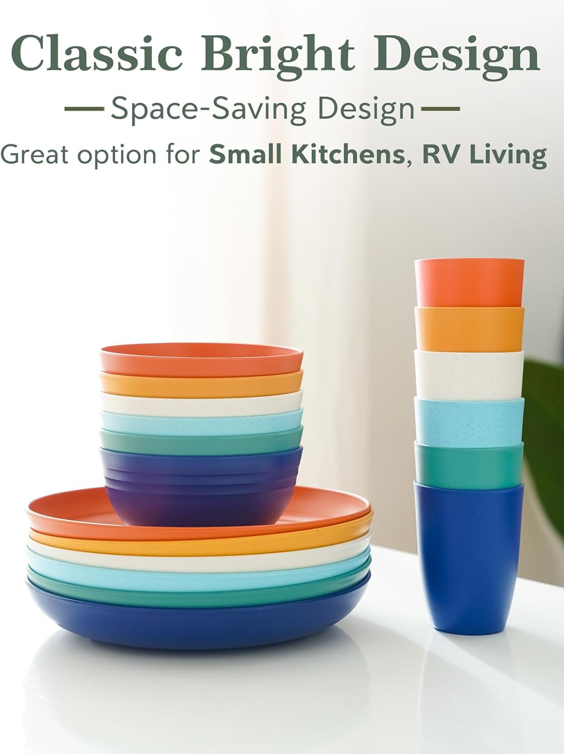 GENLGE Vasos de plástico reutilizables con pajita de trigo de 12 onzas, juego de vasos irrompibles para cocina, sin BPA y aptos para lavavajillas