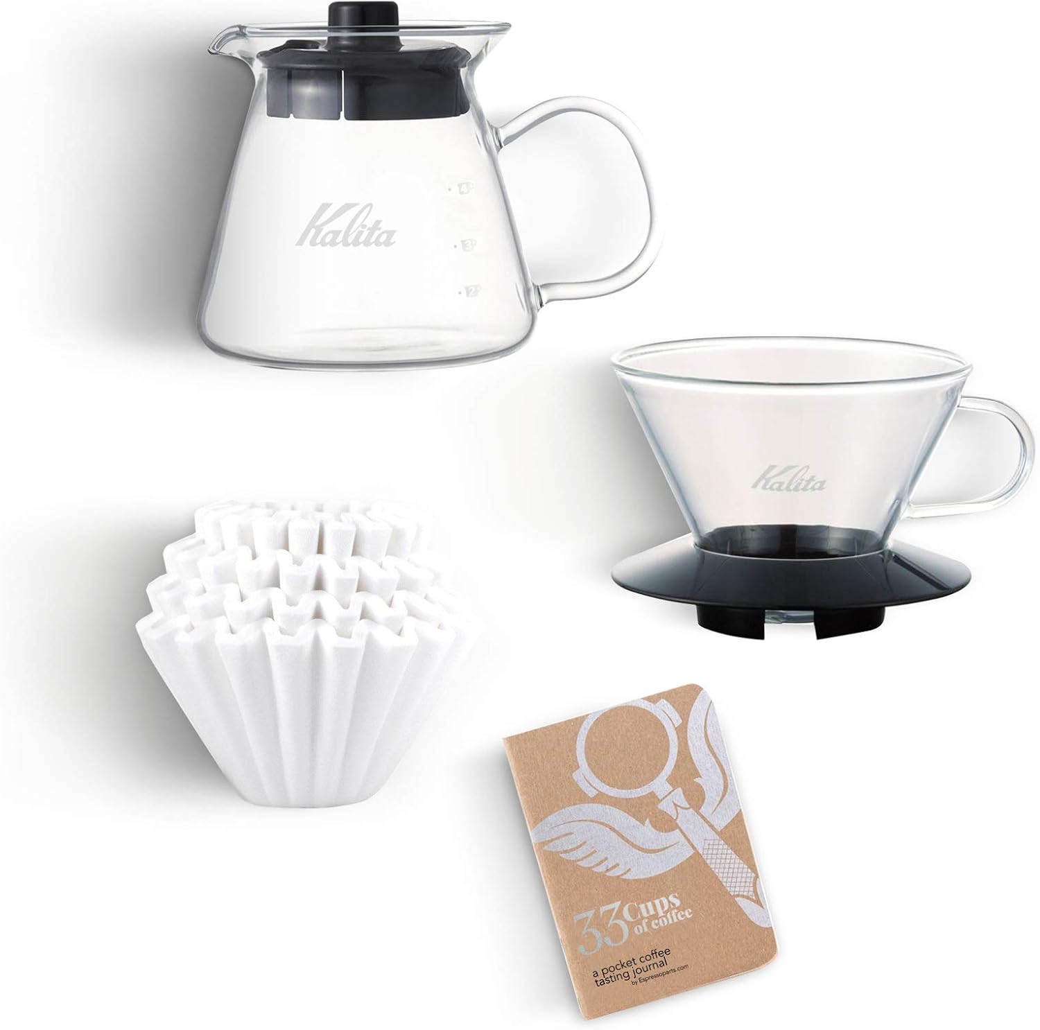 Espresso Parts Kalita Wave – Kit de preparación de café para verter 185, filtros y servidor de 16.9 fl oz
