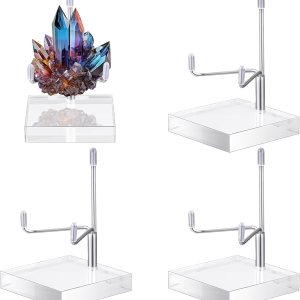 4 piezas de soporte de exhibición de brazo de metal ajustable con base acrílica, soporte de caballete de exhibición de roca, caballete acrílico, 4 piezas de soporte de exhibición de brazo de metal ajustable con base acrílica, soporte de caballete de exhibición de roca, caballete acrílico,