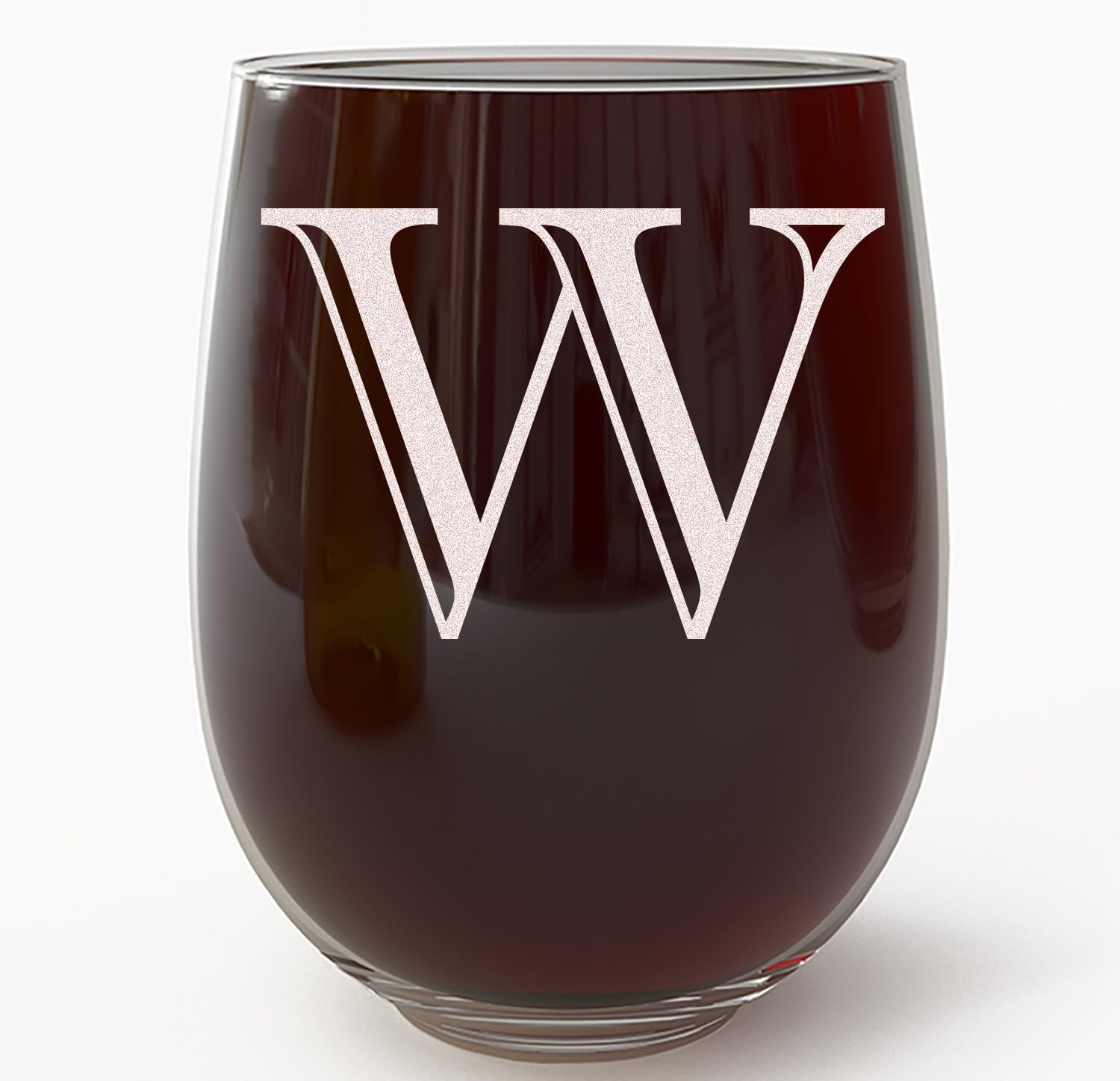 Copa de vino grabada con monograma de 17 onzas sin tallo (letra W) A-Z, regalos personalizados para mujeres, copas de vino personalizadas, regalo de