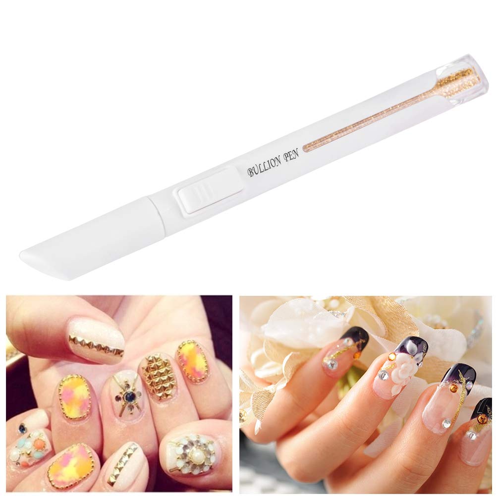 Sonew Bolígrafo de lingote de arte de uñas, cuentas de metal, pintura y dibujo, decoración de manicura, alrededor de 2,800 bolas de metal