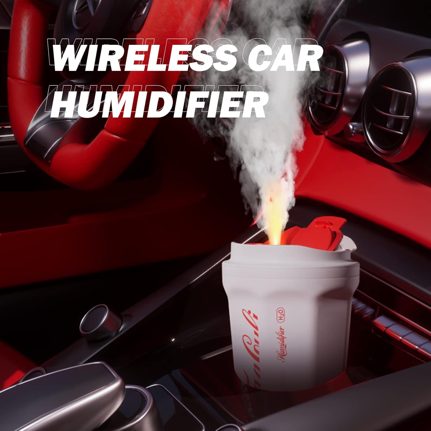FanmmyAid Mini humidificador para dormitorio, humidificadores de niebla fría con taza de coque inalámbrico con luz LED, humidificador de aire