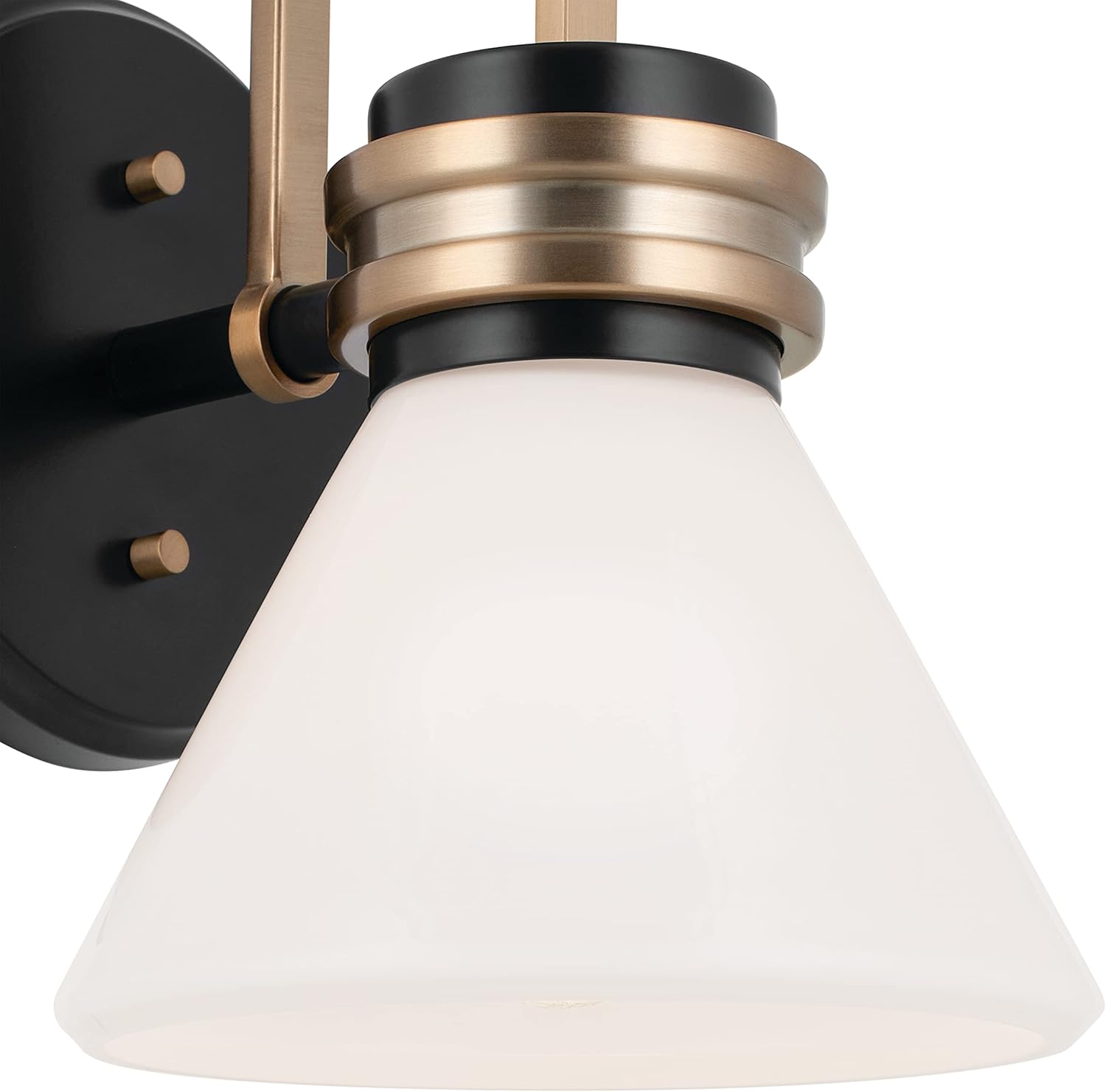 Kichler Farum – Aplique de pared con 1 luz de 9.5 pulgadas con cristal de ópalo en negro con bronce champán