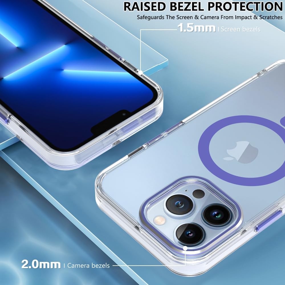 Funda magnética diseñada para iPhone 13 Pro, compatible con MagSafe, grado probado contra caídas, a prueba de golpes, transparente, delgada funda