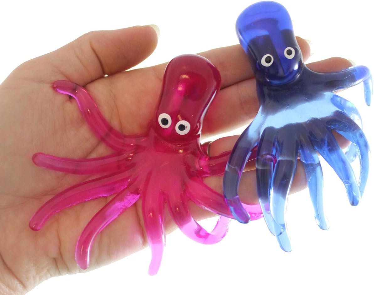 Juguete ultra pegajoso de 2 pulpos, juguete novedoso súper pegajoso, manos pegajosas (colores aleatorios)