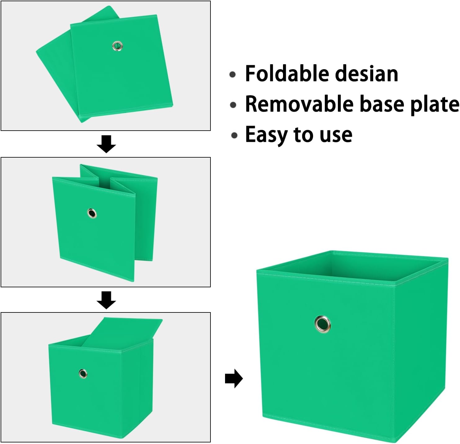 NieEnjoy Cubos de almacenamiento plegables, cubos de almacenamiento de tela de 11 pulgadas, cubos organizadores con asas dobles para el hogar, juego