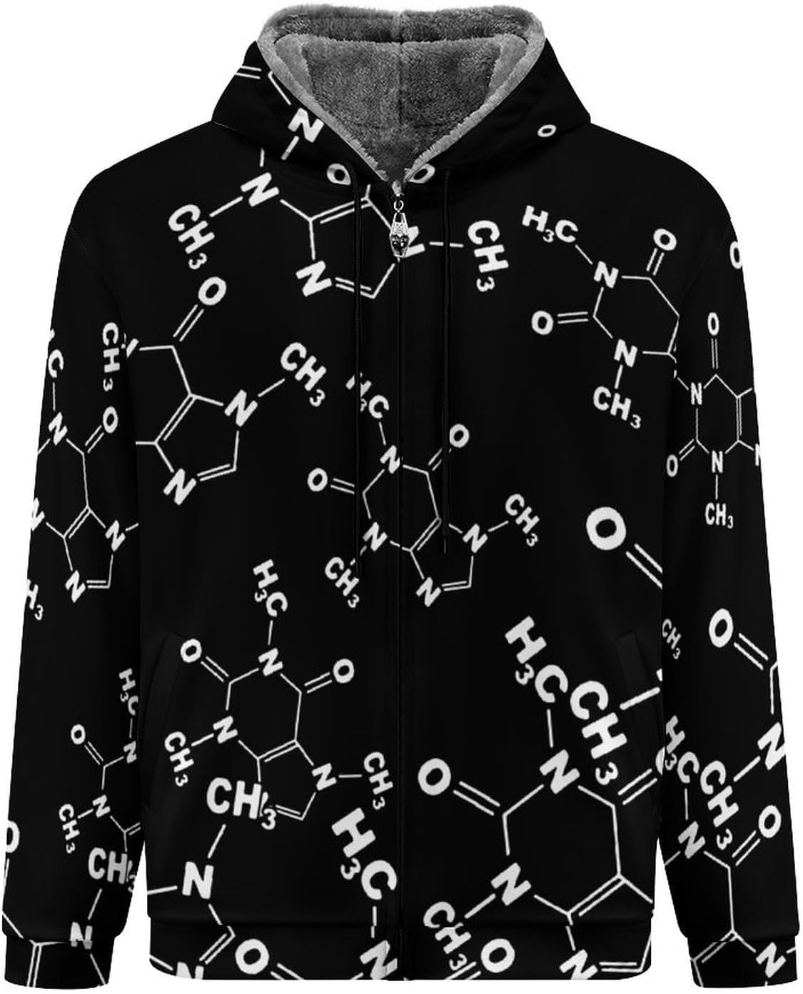 Caffeine Molecule Gamer Nerd Geek Science Unisex Jacket Long Sleeve Fleece Hoodie Sweatshirt Warm Coats Outerwear