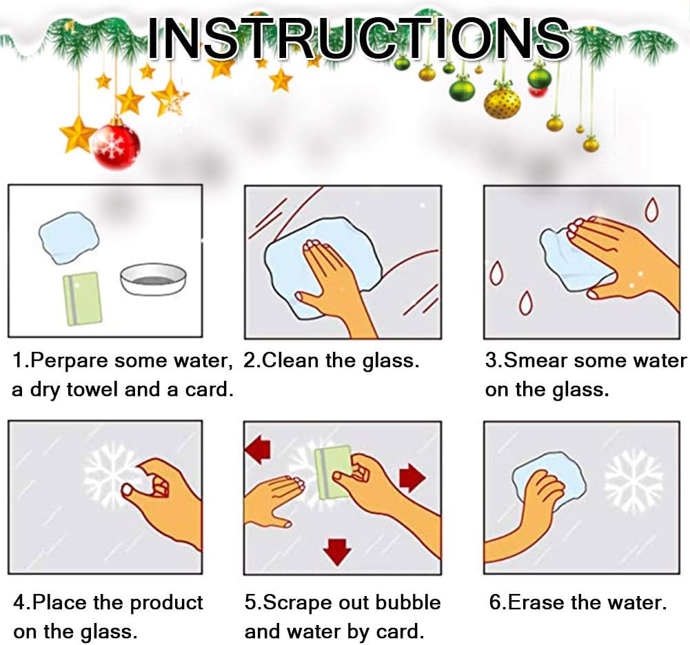 180 calcomanías de Navidad de copos de nieve blancos, calcomanías de Navidad para ventanas de vidrio, adornos de Navidad de invierno del país de las