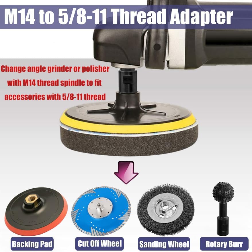 Yakamoz 2 piezas de accesorio para amoladora angular M14 hembra a 58 “-11 adaptador macho Pulidor giratorio M14 a 58”-11 adaptador convertidor