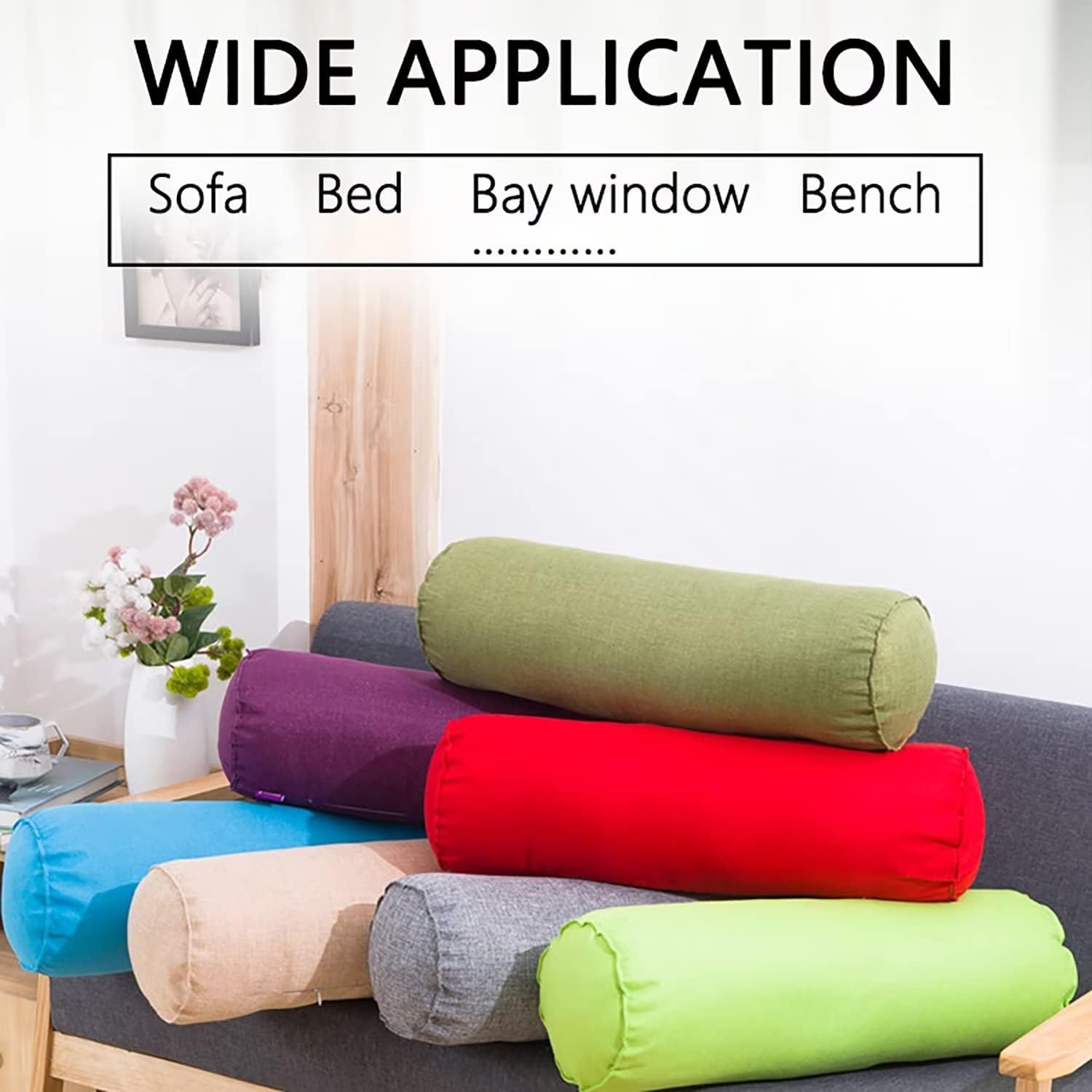Almohada cilíndrica redonda azul con funda extraíble lavable, almohada de cuerpo completo, alivio de cuello y columna durante el sueño, 39 pulgadas