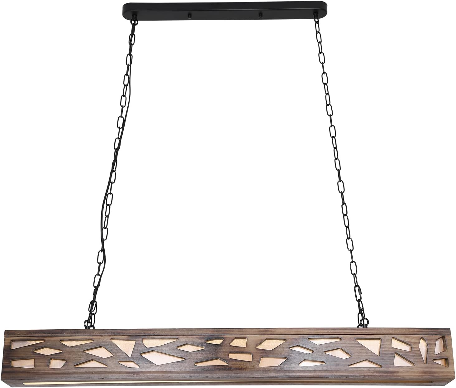 Lámpara de araña de isla de cocina, rectangular de madera, LED, regulable, para granja, industrial, colgante para cocina, pasillo, bar