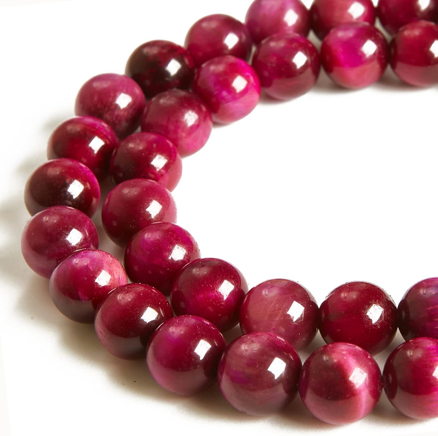 100 cuentas de ojo de tigre magenta magenta de 0.315 pulgadas (0.315 in) cuentas de piedras preciosas naturales redondas sueltas para manualidades y
