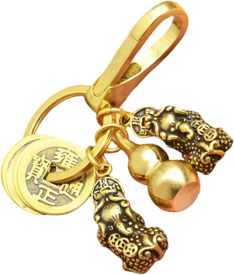 BESTOYARD Pi Yao Ornamento 2 juegos llavero pi yao llavero wu 2023 wu salud amuleto llavero para mochilas, adorno de coche, llavero de latón llave