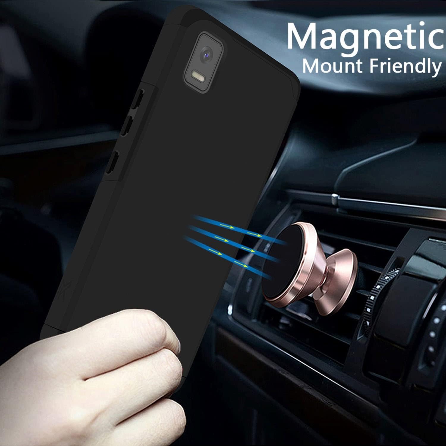TJS Funda compatible con Cricket Debut Smart 2022, híbrida de doble capa (compatible con montaje magnético), a prueba de golpes, protección contra