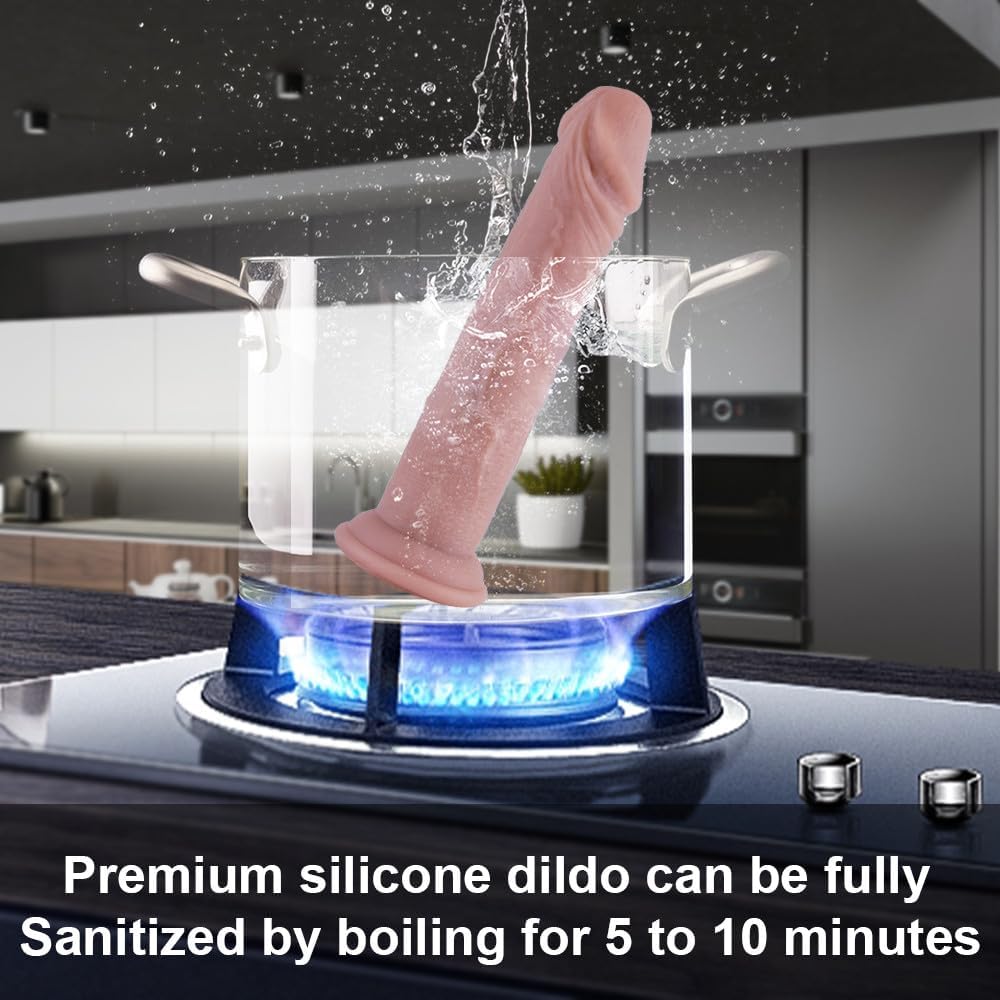 Consolador de succión realista pequeño de 7.2 pulgadas, material de silicona seguro para el cuerpo, juguete sexual para principiantes, vida como