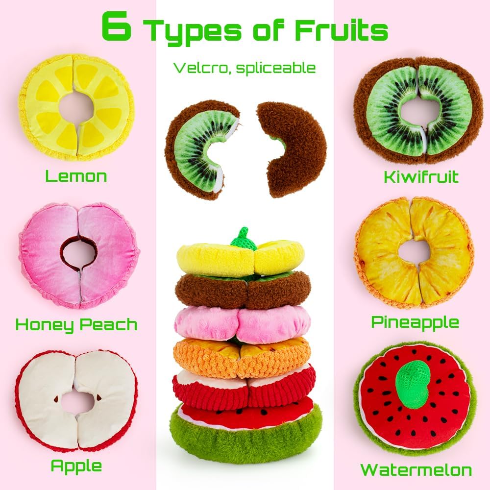 beetoy Juguetes apilables para bebés, actividades de aprendizaje preescolar para niños pequeños para aprender frutas, juguetes sensoriales de frutas