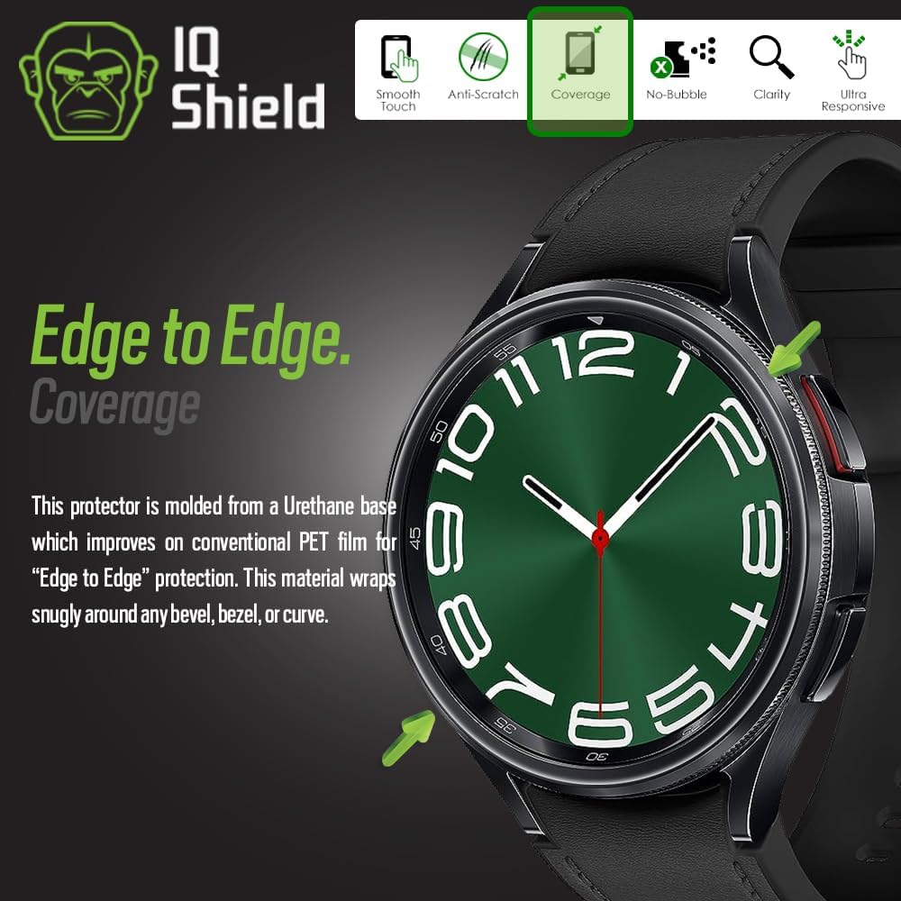 IQShield Protector de pantalla compatible con Samsung Galaxy Watch 6Galaxy Watch 5Galaxy Watch 4 (1.575 pulgadas) (6 unidades) (6 unidades)