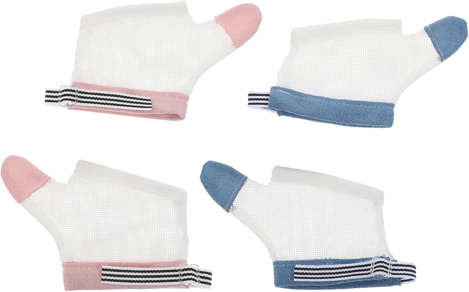 Healifty 2 pares de protectores de dedos para bebés, para evitar arañazos, transpirable, con muñequera, para niños pequeños, talla L, color blanco