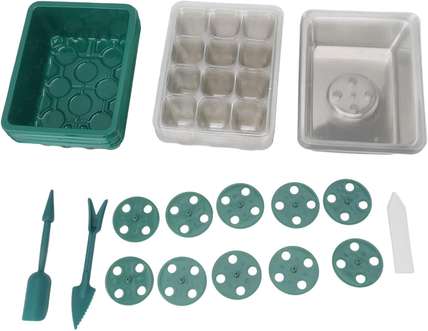 TOPINCN Seed Starter Tray, Garden Seedling Tray Transparent Cover Botton Drain Hole for Horticulture (12 Holes)
