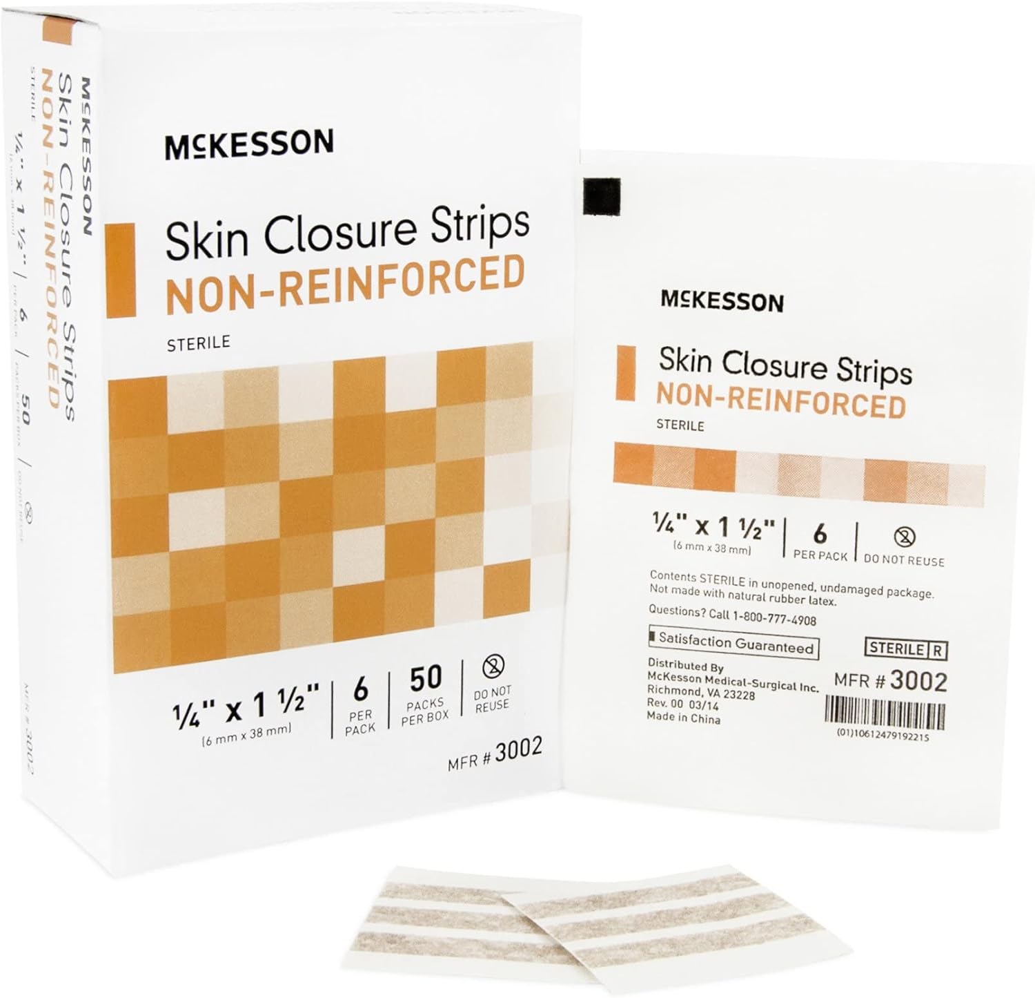 McKesson Tiras adhesivas para cierre de piel, tira flexible Steri para el cuidado de heridas, 14 pulgadas x 1 12 pulgadas, 300 unidades