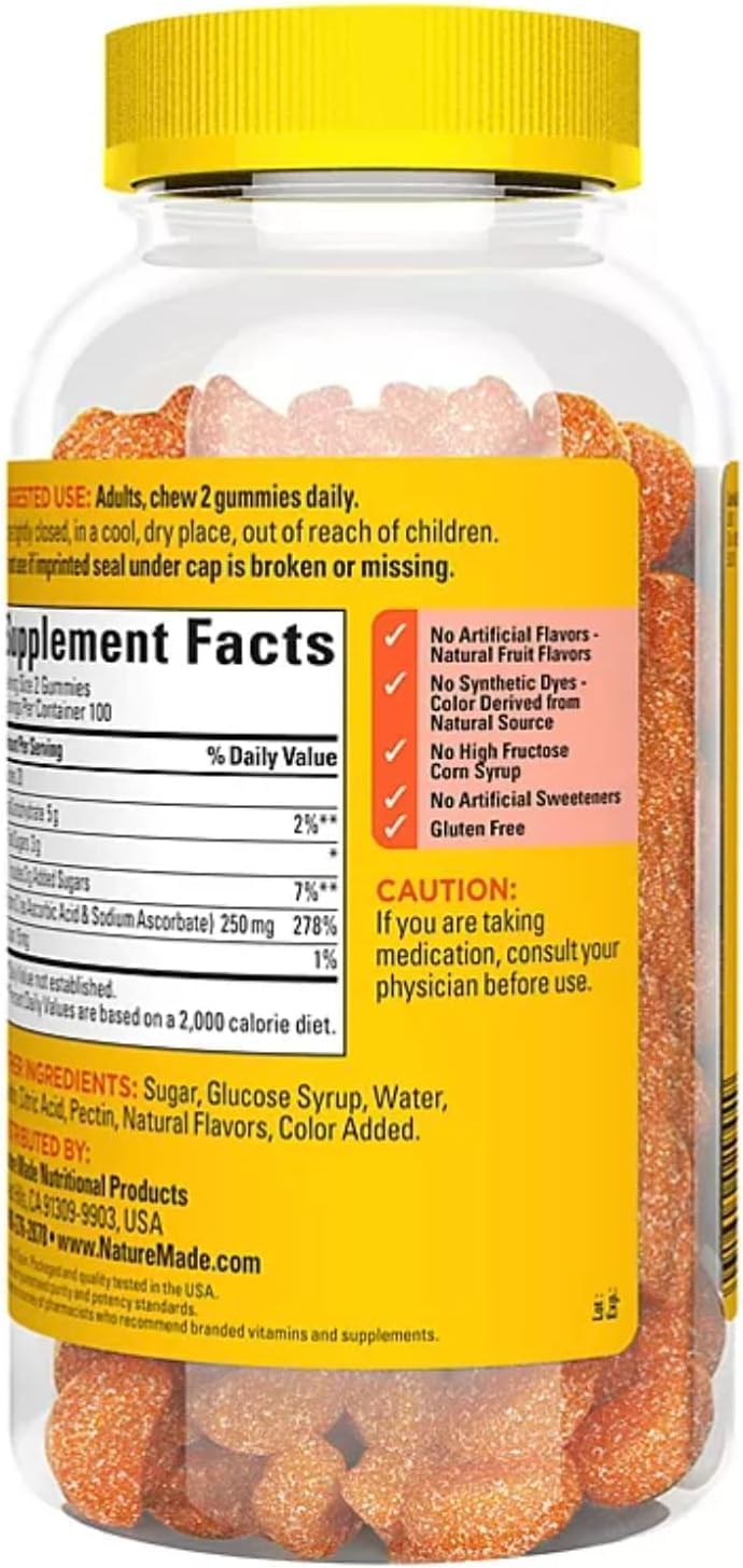 Nature Made – Gomitas para adultos, suplemento dietético de vitamina C de 200 CT + Better Guide Los suplementos de vitaminas no se pueden vender por
