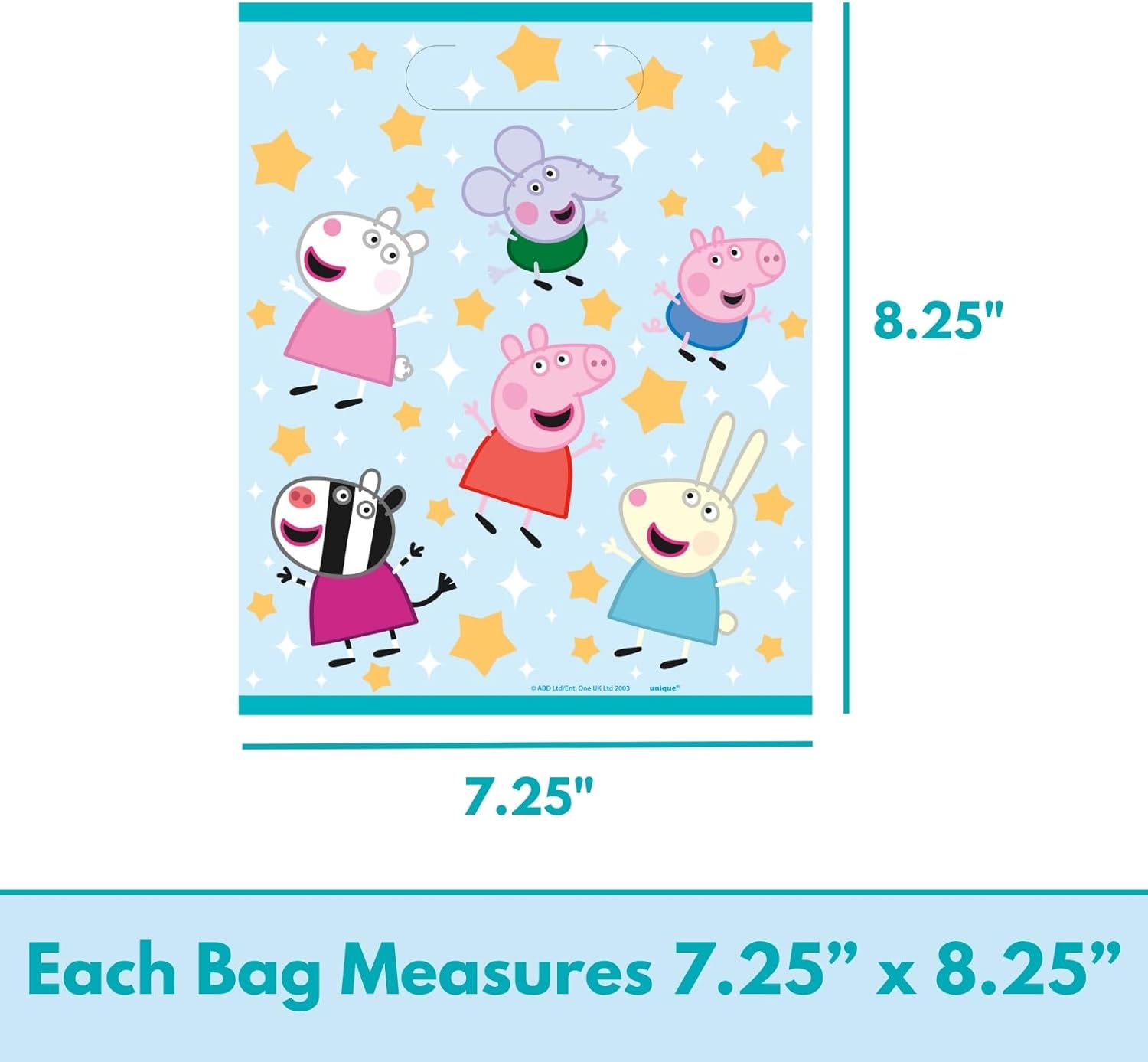 Unique Peppa Pig – Paquete de 16 bolsas de golosinas de Peppa Pig, lista de verificación, decoraciones de fiesta de Peppa Pig, suministros para