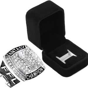 Fantasía Fútbol Anillo Trofeo Premio Premio Deporte MVP Ganador FFL League Champion Ring Con caja Fantasía Fútbol Anillo Trofeo Premio Premio Deporte MVP Ganador FFL League Champion Ring Con caja
