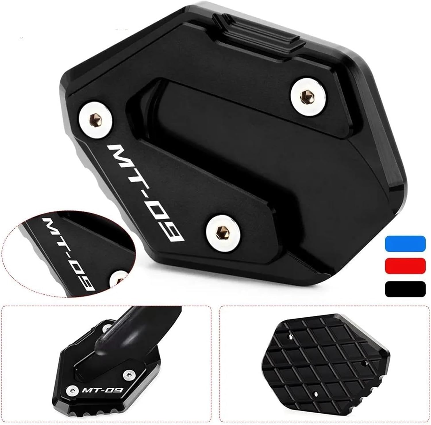 Motorcycle Kickstand Foot Side Stand Extension Pad Support Plate Enlarge for Yamaha MT09 MT-09 FJ09 Tracer 9 XSR900 2014-2022 (Size  MT09 – Black)