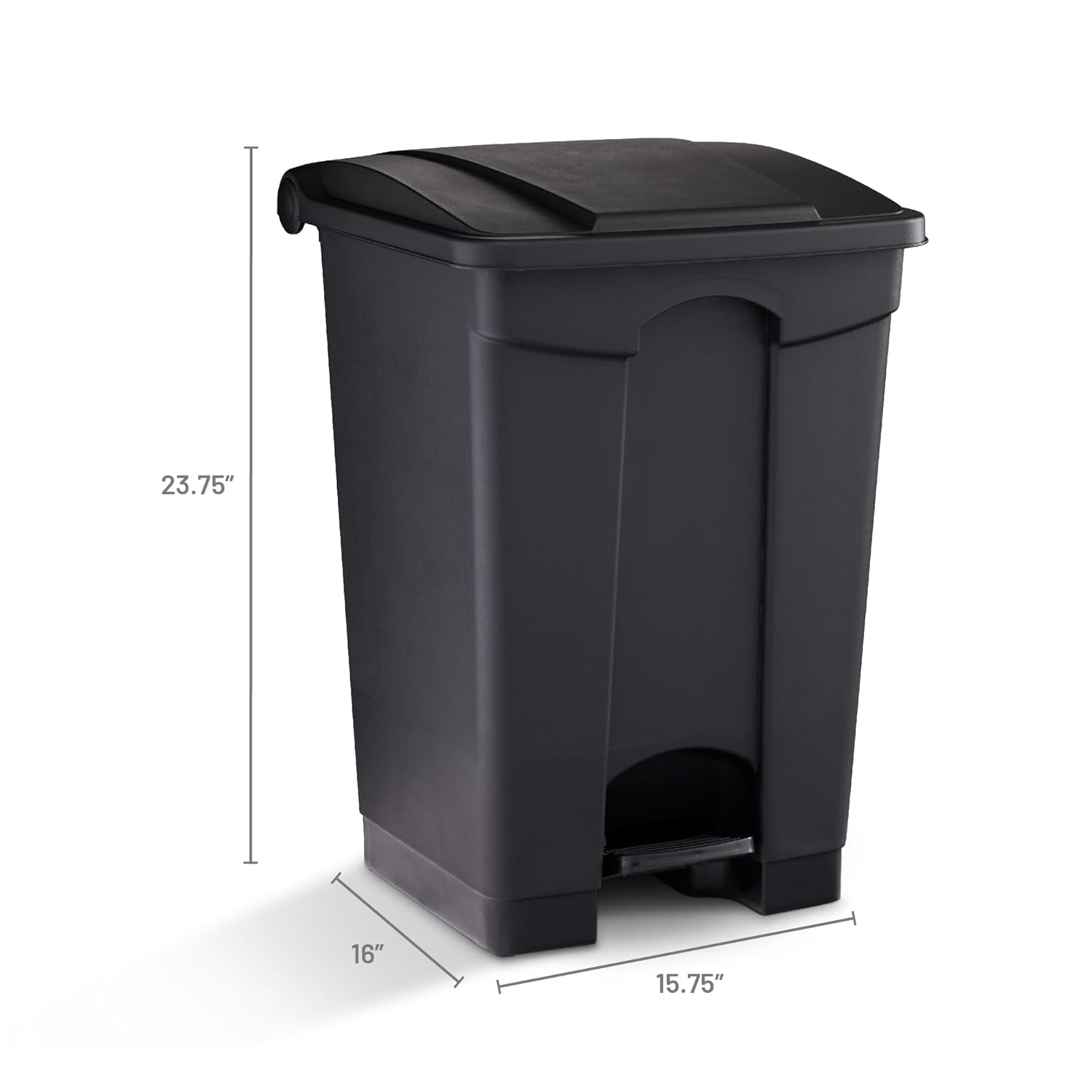 Safco Productos Papelera de plástico para eliminación manos libres, ideal para uso doméstico y comercial, 12 galones, negro (9925BL)