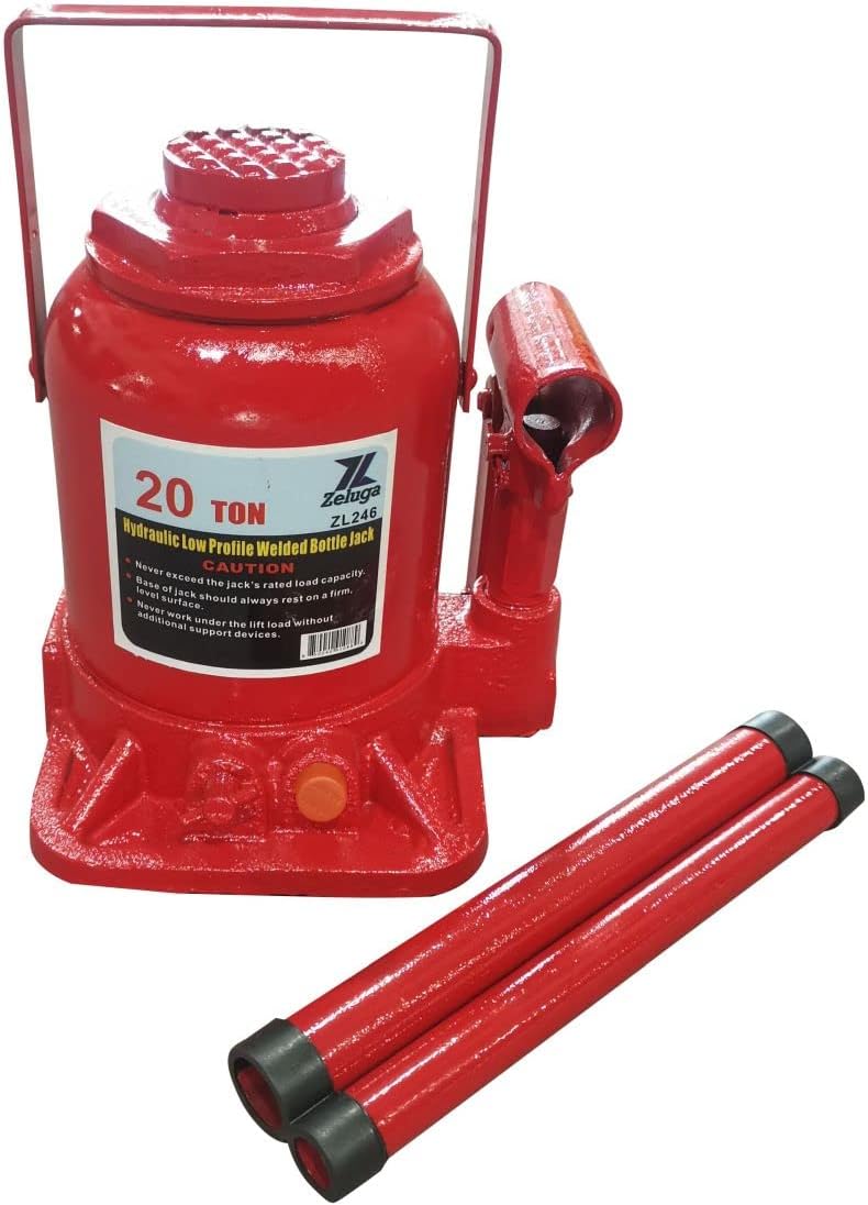Zeluga 11-246 20 toneladas 40,000 libras de capacidad hidráulica de bajo perfil soldado con autógena Jack de botella, rojo