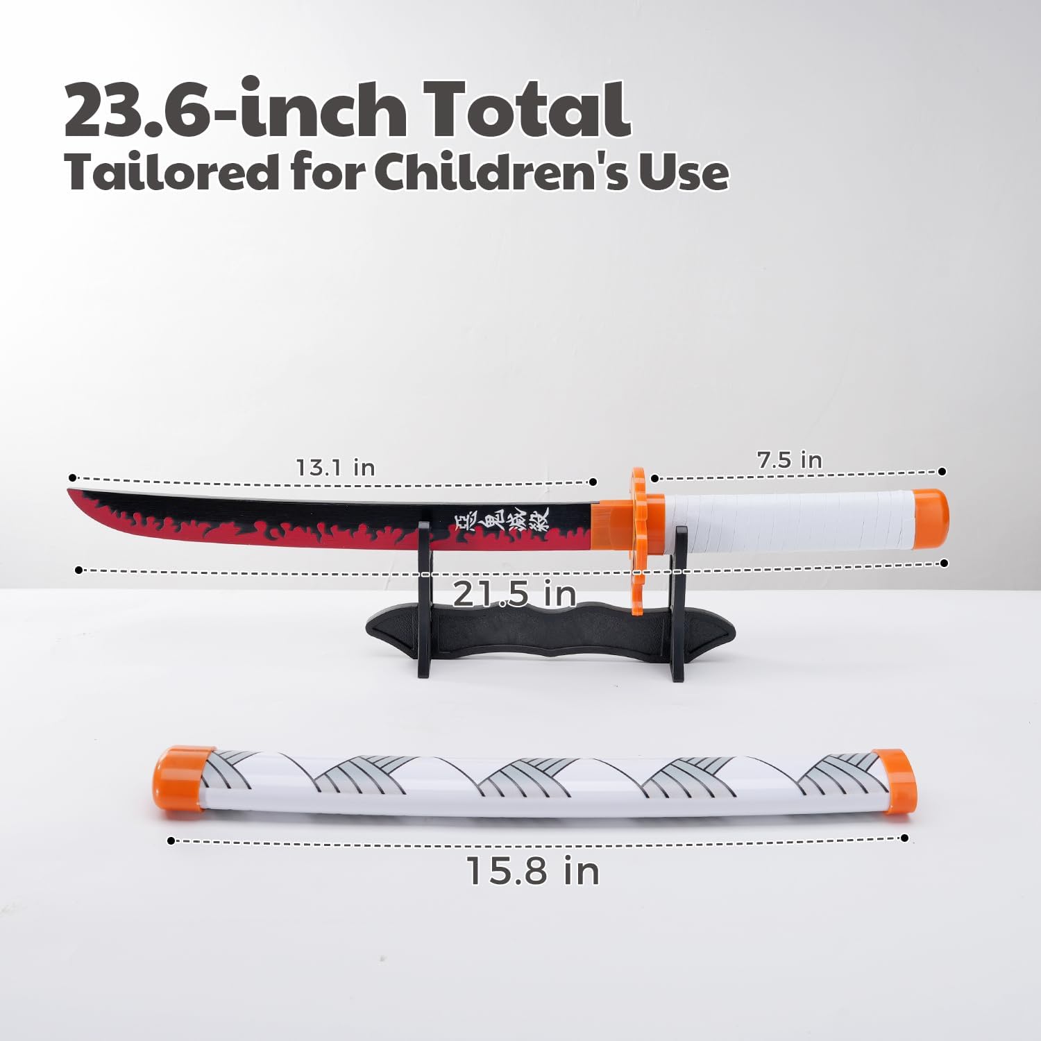 Zisu Espada Demon Slayer  Réplica corta de Katana de cosplay de 23.6 pulgadas para niños, completa con cinturón, soporte y diseño fiel a mostrar,