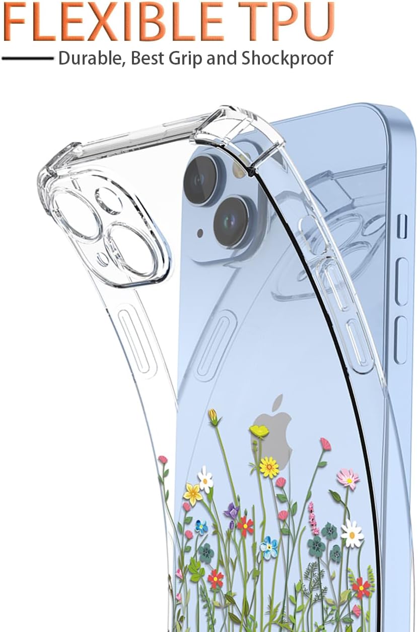 Funda para teléfono OnePlus 8T 5G, OnePlus 8T+ 5G KB2000 con protector de pantalla, funda transparente con patrones de jardín de flores, funda