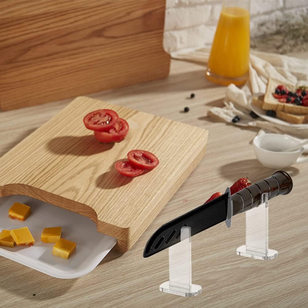 Soporte de exhibición de 2 piezas para cuchillo, soporte de acrílico para cuchillos de colección, soporte de exhibición de cuchillos de escritorio