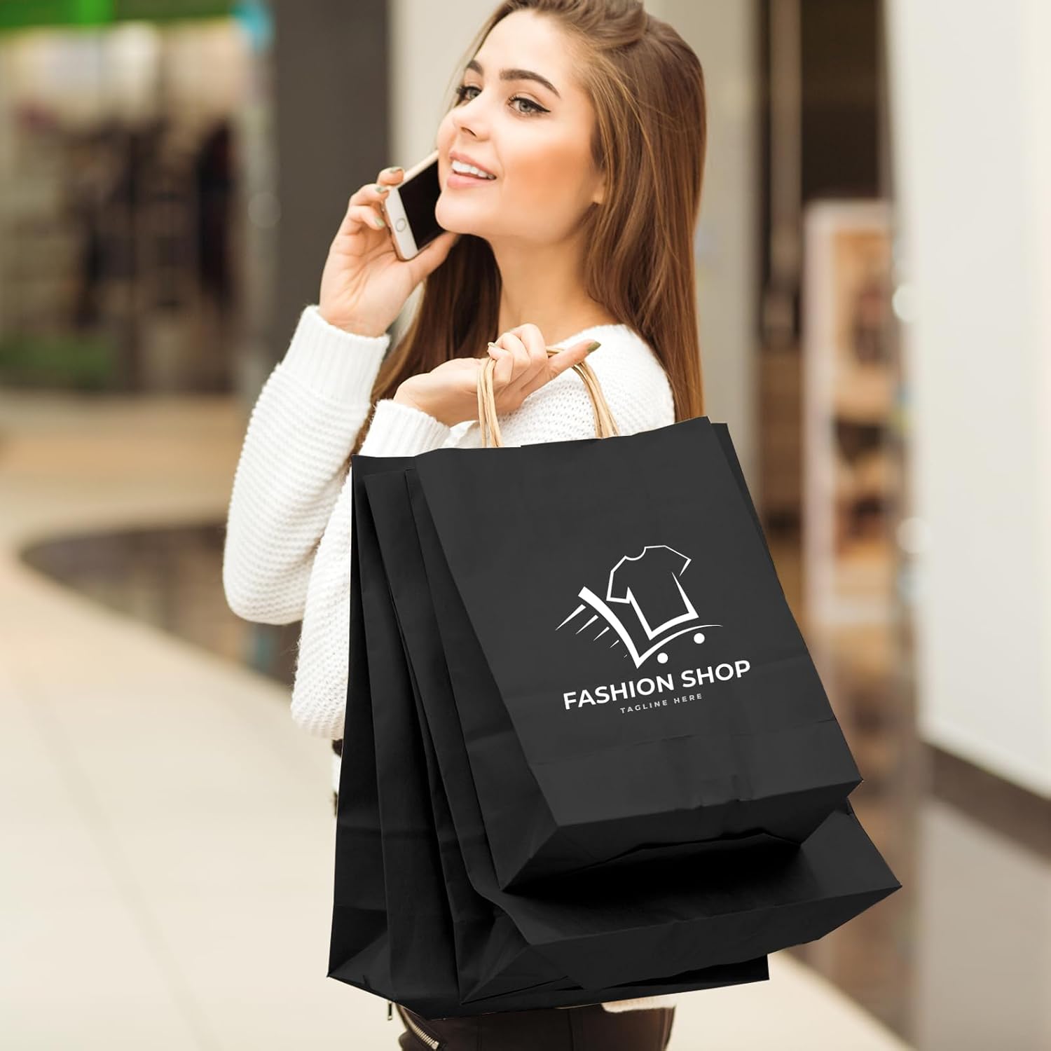 Moretoes 75 bolsas de regalo negras con asas, (8-10-12 pulgadas), bolsas de regalo de varios tamaños a granel, bolsas de papel kraft para pequeñas